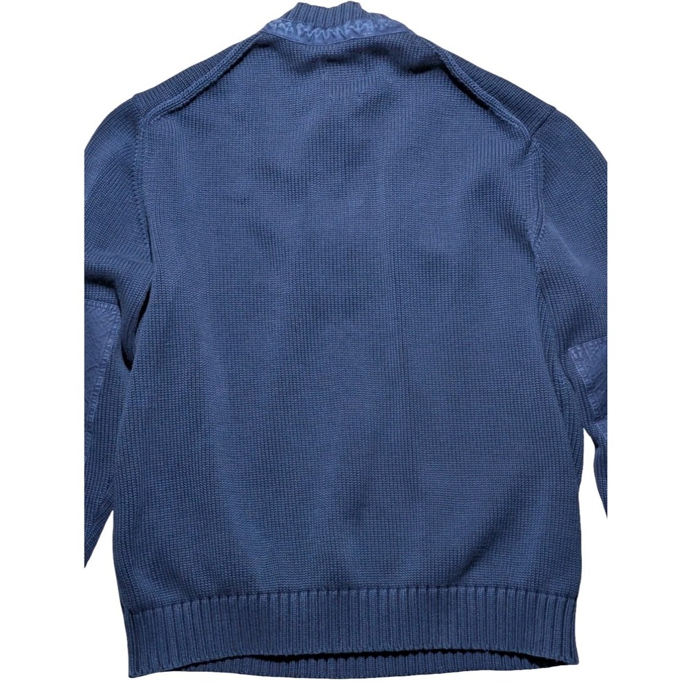 Cutter & Buck Blue‎ Cotton Sweater XL Chunky Knit Elbow Patch - Picture 5 of 13